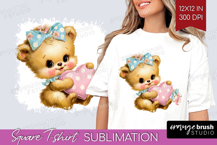 Retro Easter Square Tshirt Background - Cute Animal PNG