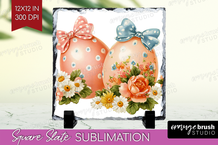 Retro Easter Slate PNG - Cute Animal Square Slate