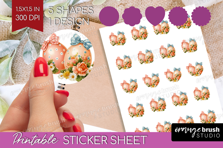 Retro Easter Round Sticker - Cute Animal Printable Sticker