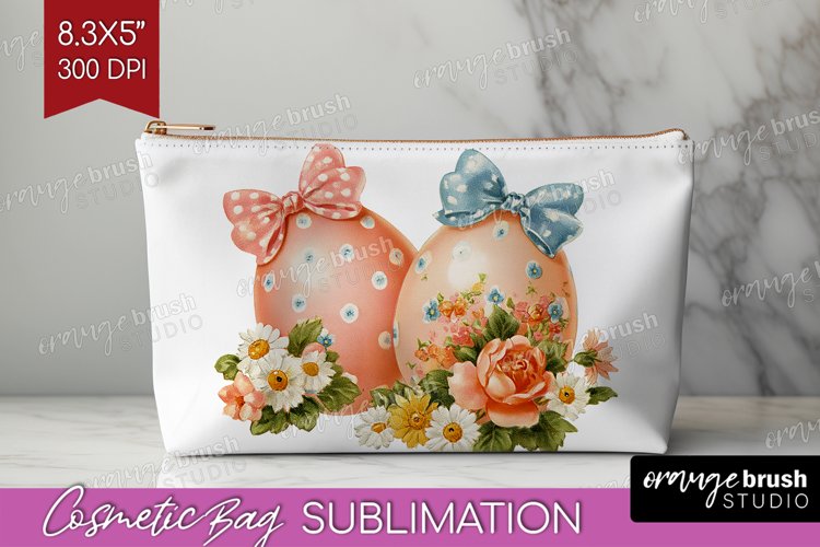 Retro Easter Cosmetic Bag - Cute Animal Makeup Bag PNG