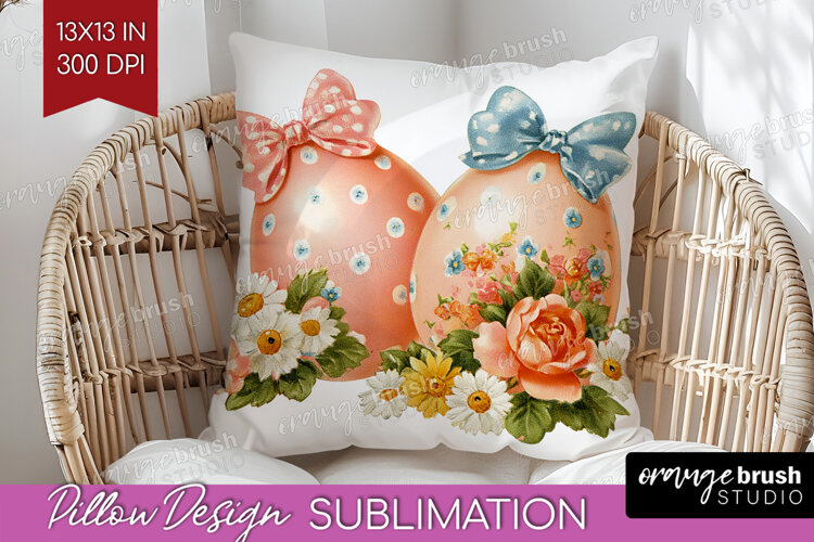 Retro Easter Pillow Sublimation - Cute Animal Pillow Cover example image 1