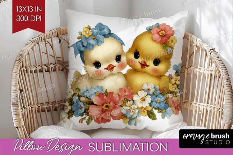 Retro Easter Pillow Sublimation - Cute Animal Pillow Cover