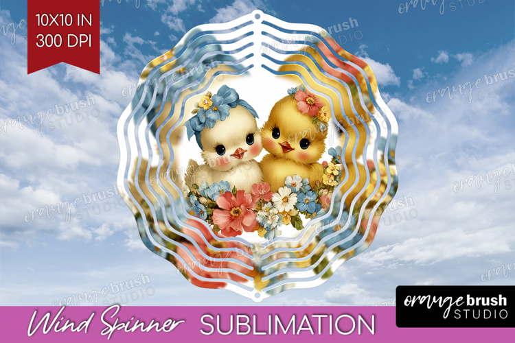 Retro Easter Wind Spinner Sublimation PNG - Cute Animal