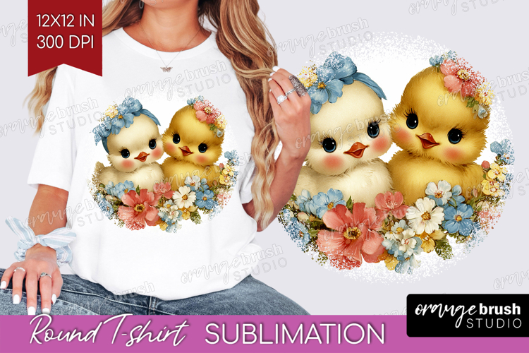 Retro Easter Round Tshirt Background - Cute Animal PNG