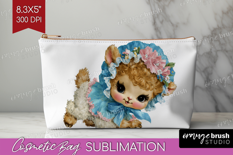Retro Easter Cosmetic Bag - Cute Animal Makeup Bag PNG