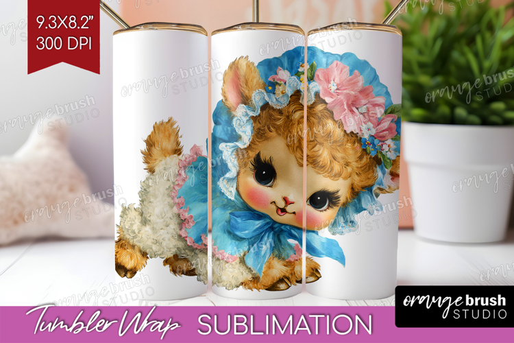 Retro Easter Tumbler Wrap - Cute Animal Tumbler PNG