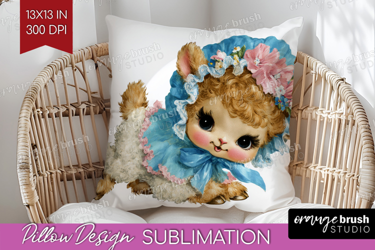 Retro Easter Pillow Sublimation - Cute Animal Pillow Cover