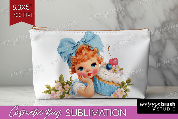Retro Easter Cosmetic Bag - Cute Animal Makeup Bag PNG