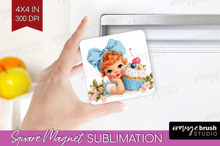 Retro Easter Magnet Sublimation - Cute Animal Square Magnet