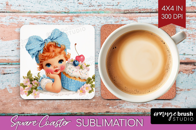 Retro Easter Square Coaster - Cute Animal Coaster PNG