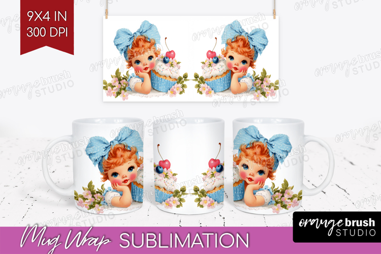 Retro Easter Mug Wrap - Cute Animal Mug PNG Sublimation