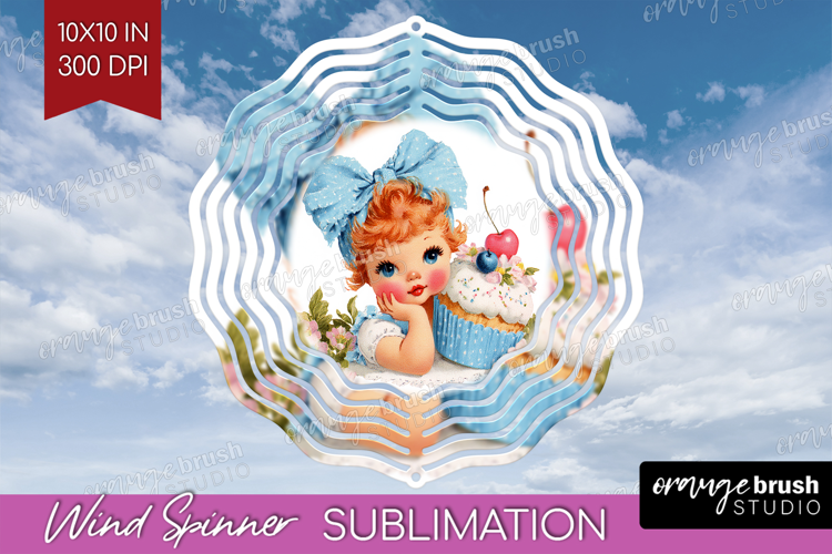 Retro Easter Wind Spinner Sublimation PNG - Cute Animal