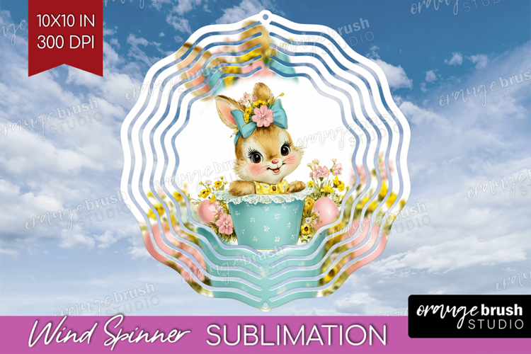 Retro Easter Wind Spinner Sublimation PNG - Cute Animal