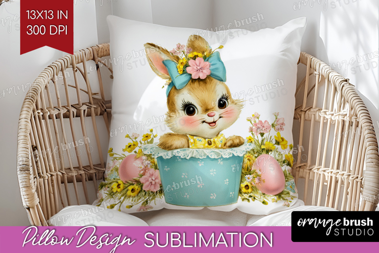 Retro Easter Pillow Sublimation - Cute Animal Pillow Cover