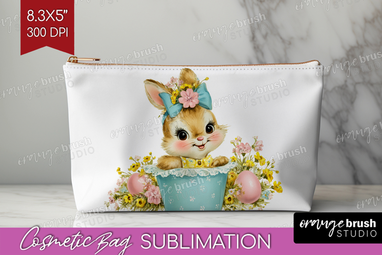 Retro Easter Cosmetic Bag - Cute Animal Makeup Bag PNG