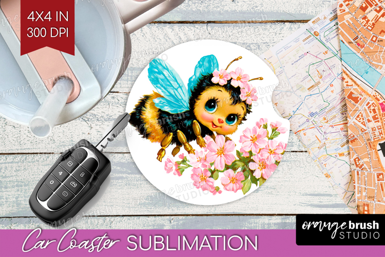 Retro Easter Car Coaster - Cute Animal Coaster PNG