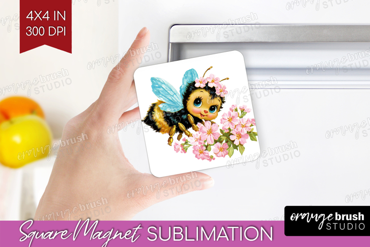 Retro Easter Magnet Sublimation - Cute Animal Square Magnet