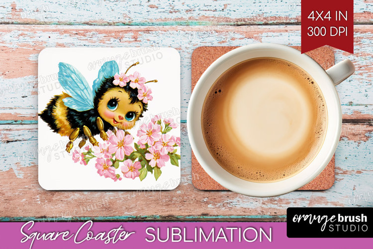 Retro Easter Square Coaster - Cute Animal Coaster PNG