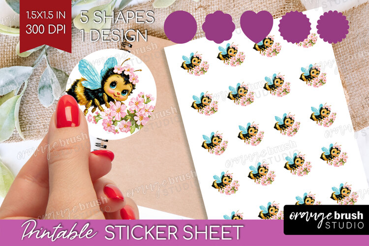 Retro Easter Round Sticker - Cute Animal Printable Sticker example image 1
