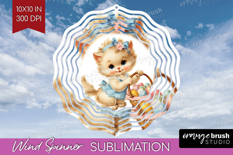 Retro Easter Wind Spinner Sublimation PNG - Cute Animal
