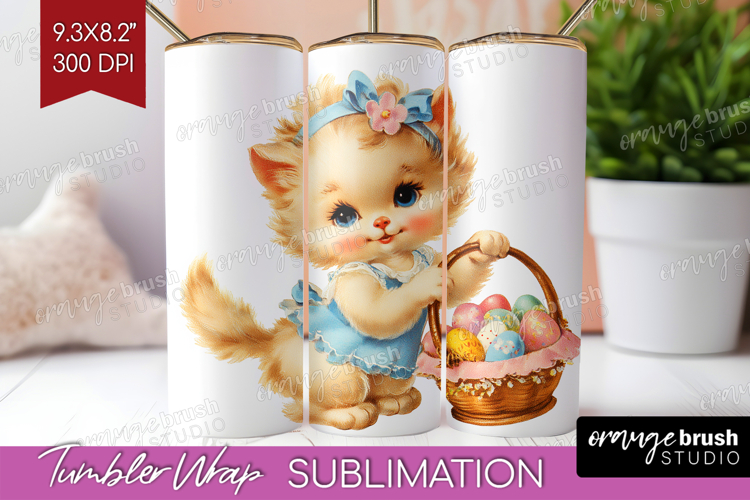 Retro Easter Tumbler Wrap - Cute Animal Tumbler PNG