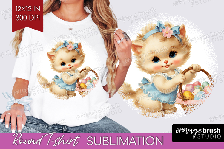 Retro Easter Round Tshirt Background - Cute Animal PNG