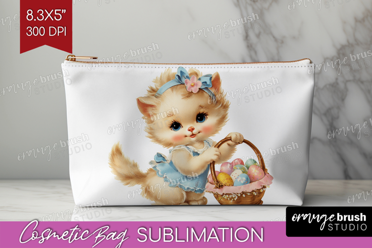 Retro Easter Cosmetic Bag - Cute Animal Makeup Bag PNG