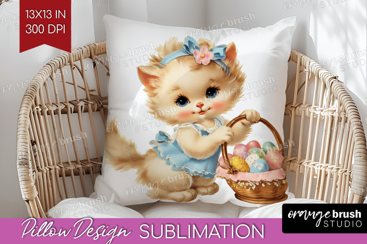 Retro Easter Pillow Sublimation - Cute Animal Pillow Cover