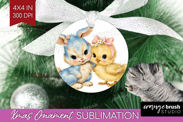 Retro Easter Ornament PNG - Cute Animal PNG Sublimation