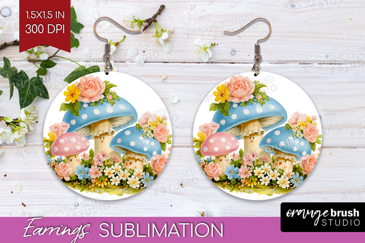 Retro Easter Round Earrings - Cute Animal PNG Sublimation