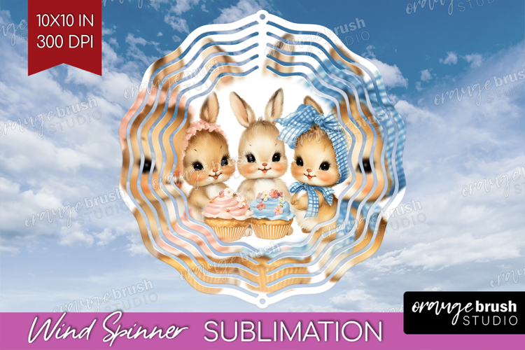 Retro Easter Wind Spinner Sublimation PNG - Cute Animal