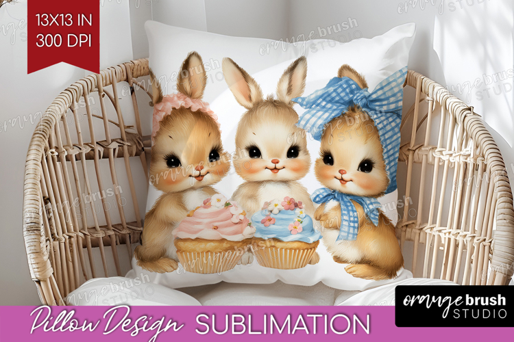 Retro Easter Pillow Sublimation - Cute Animal Pillow Cover