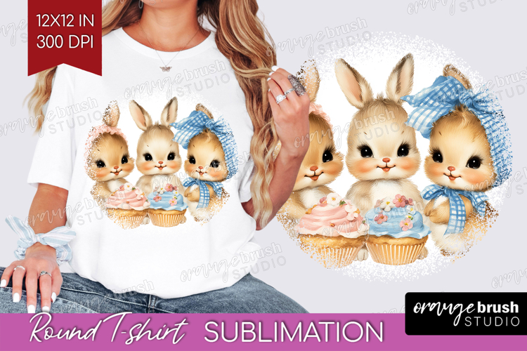 Retro Easter Round Tshirt Background - Cute Animal PNG