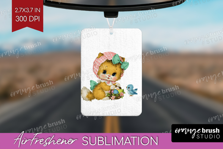 Retro Easter Air Freshener PNG - Cute Animal PNG Sublimation
