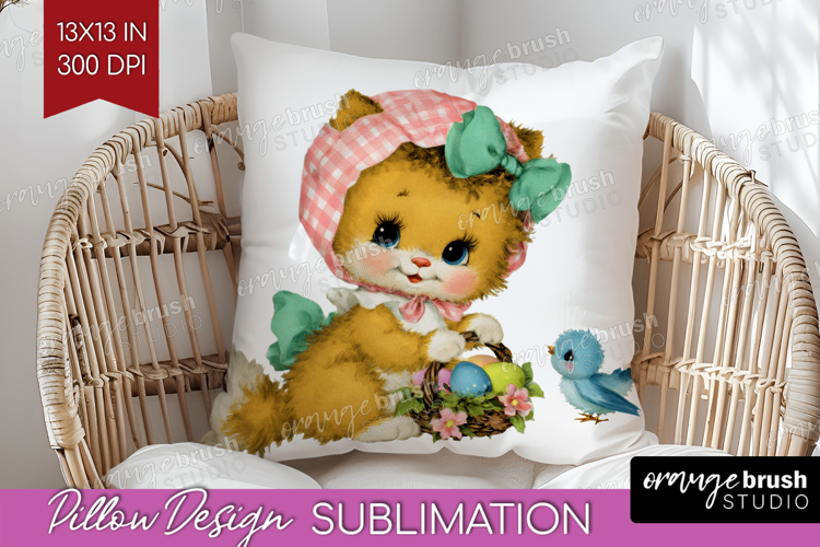 Retro Easter Pillow Sublimation - Cute Animal Pillow Cover