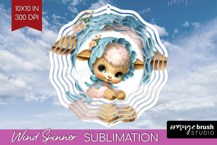 Retro Easter Wind Spinner Sublimation PNG - Cute Animal