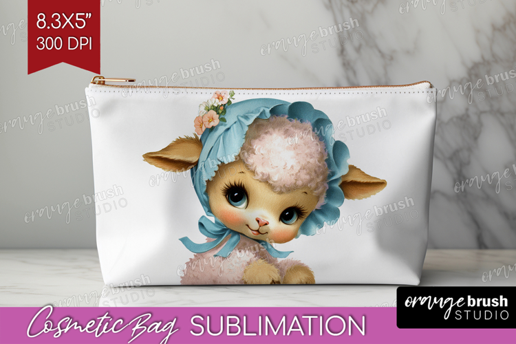 Retro Easter Cosmetic Bag - Cute Animal Makeup Bag PNG