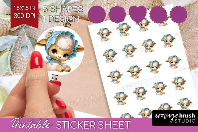 Retro Easter Round Sticker - Cute Animal Printable Sticker