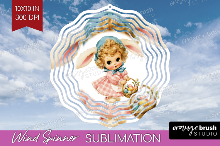 Retro Easter Wind Spinner Sublimation PNG - Cute Animal