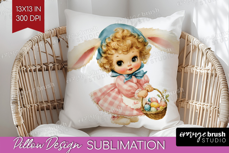 Retro Easter Pillow Sublimation - Cute Animal Pillow Cover