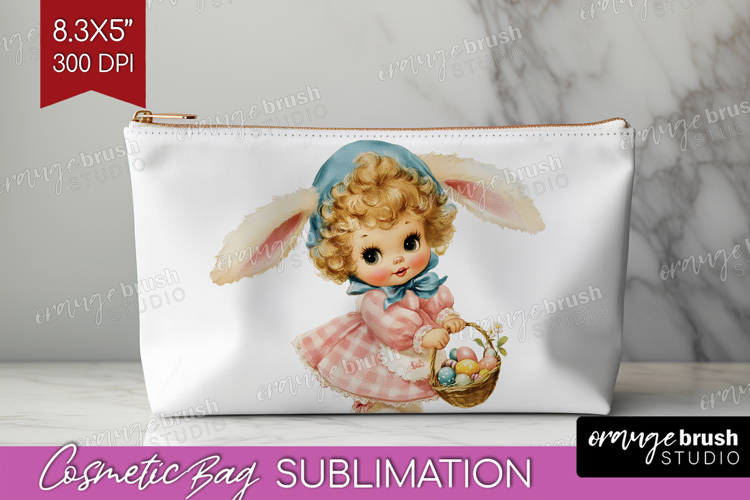 Retro Easter Cosmetic Bag - Cute Animal Makeup Bag PNG