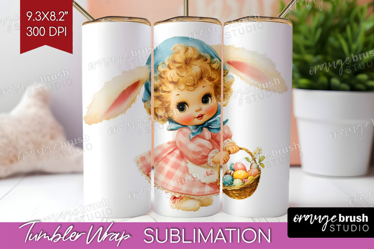Retro Easter Tumbler Wrap - Cute Animal Tumbler PNG