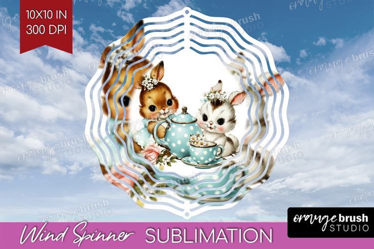 Retro Easter Wind Spinner Sublimation PNG - Cute Animal