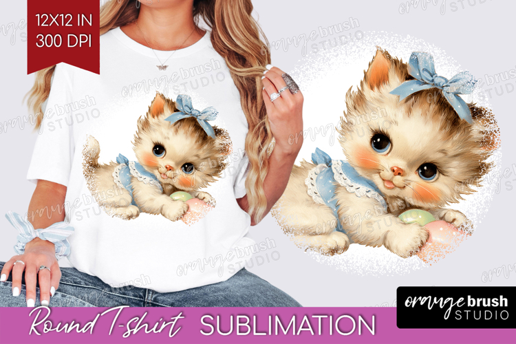 Retro Easter Round Tshirt Background - Cute Animal PNG