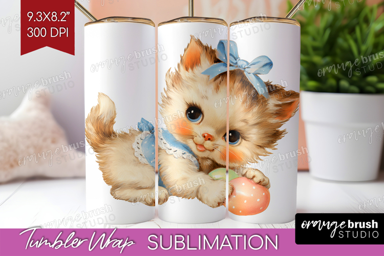 Retro Easter Tumbler Wrap - Cute Animal Tumbler PNG