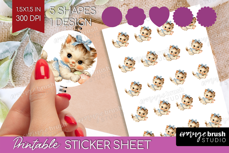 Retro Easter Round Sticker - Cute Animal Printable Sticker