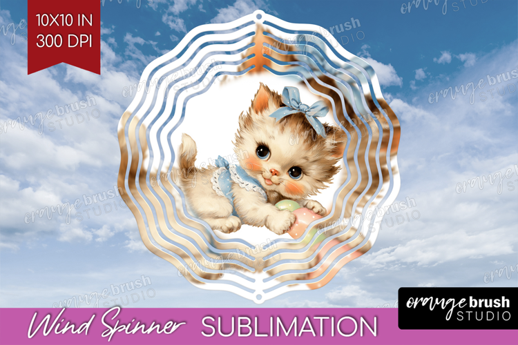 Retro Easter Wind Spinner Sublimation PNG - Cute Animal