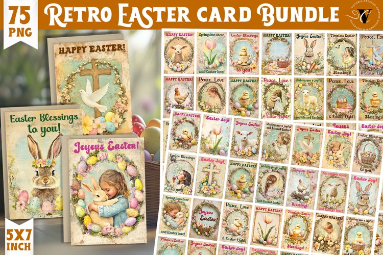 Retro Easter card Bundle | Cute Animals | Retro Easter
