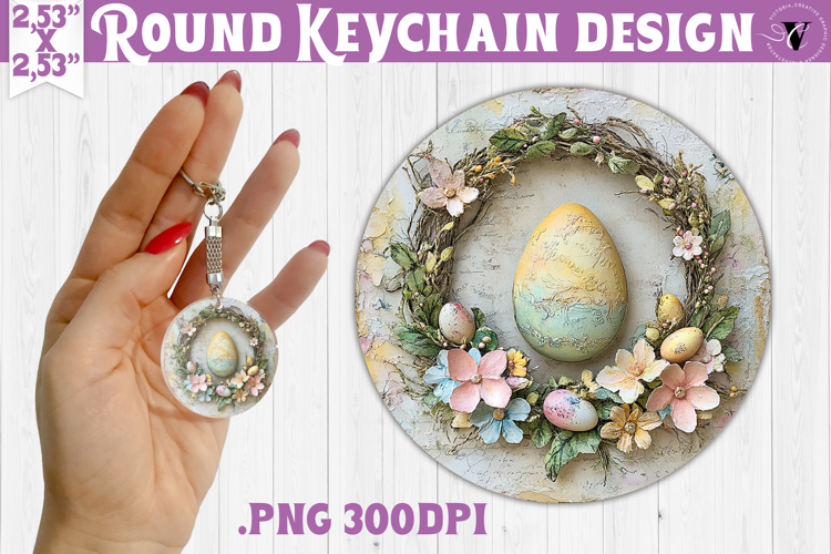 Retro Easter Round Keychain | Easter Eggs