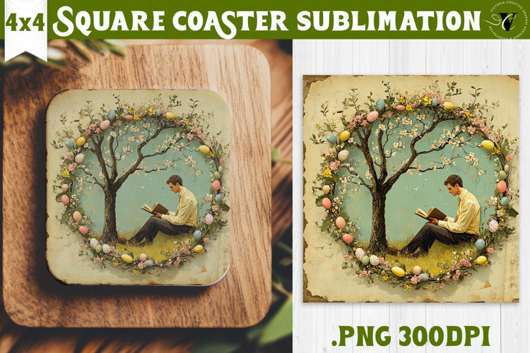 Retro Easter Square Coaster | Easter Man